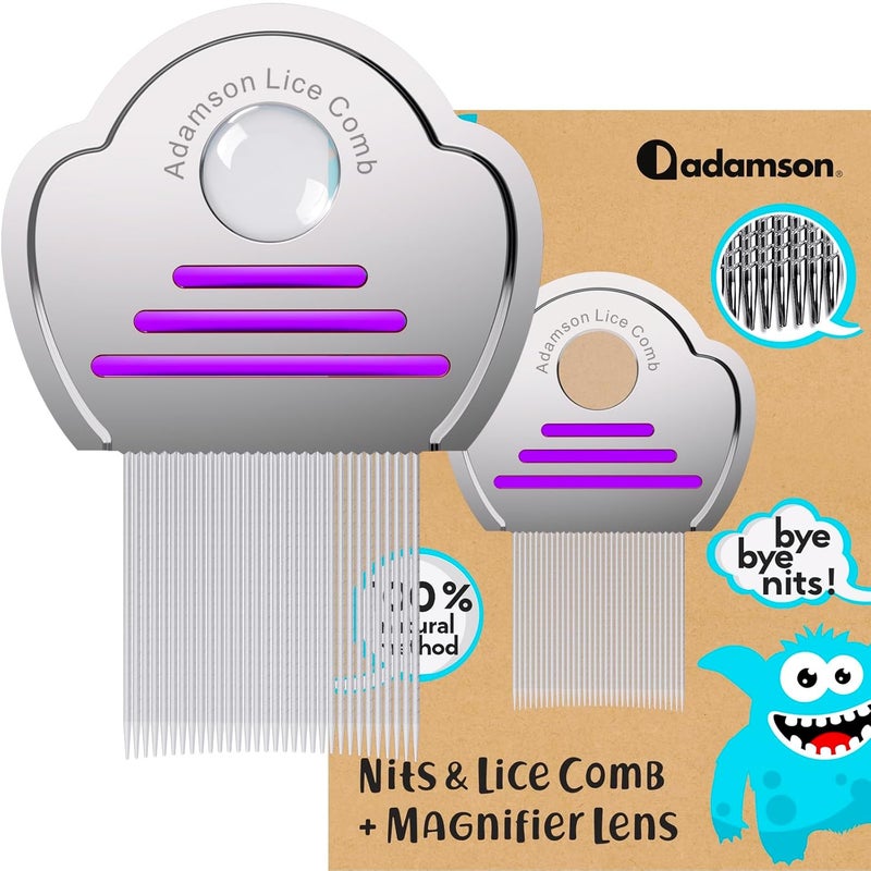 Adamson Lice Comb - Stainless Steel Lice Comb for Kids - Effective Nit Comb - Lice Combs for Thick Hair - Durable and Easy to Clean - Peine para Piojos y Liendres para Niñas - Image 1